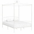 Cama con Dosel de Metal Blanco 180x200 cm, Diseño Elegante y Robusto