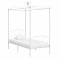 Cama Dosel Blanca de Metal 90x200 cm para Dormitorio