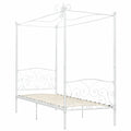 Cama con Dosel de Metal 90x200 cm Blanca, Estructura Robusta y Duradera