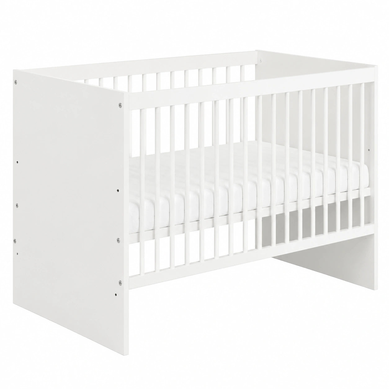 Cuna de Pino Blanco Ajustable 120x60 cm con Somier
