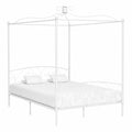 Cama de Metal con Dosel Blanco 180x200 cm