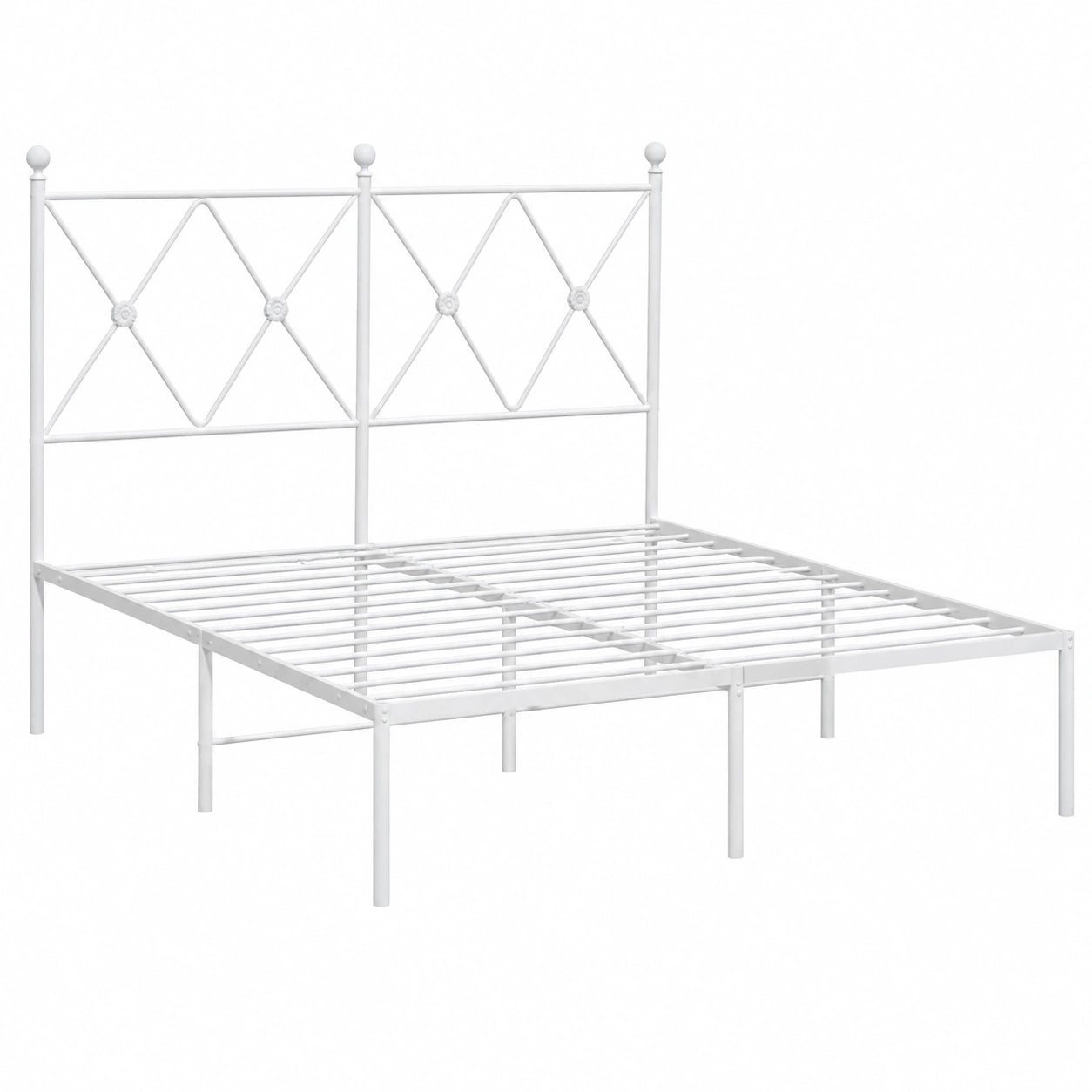 Cama de Metal con Cabecero Blanco 120x190 cm - Estructura sin Colchón