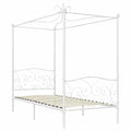 Cama con Dosel de Metal Blanca 100x200cm para Decoración Interior