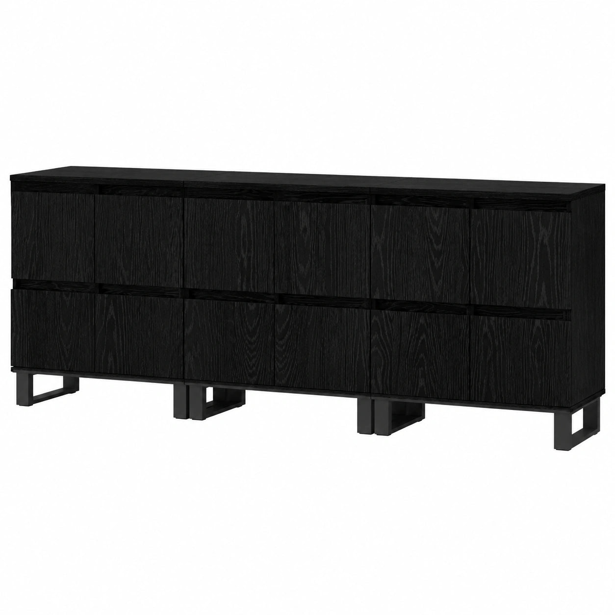 Aparador negro de roble moderno con almacenamiento, 3 unidades de 60x35x70 cm para comedor y sala