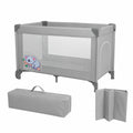 Cuna de Viaje Mobiclinic 2 en 1 con Bolsa de Transporte, Colchón Extraíble, Tela Transpirable y Ruedas, Plegado Compacto, Hasta 15 kg, Entrada Lateral con Cremallera, Gris