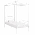 Estructura de Cama con Dosel de Metal Blanco 90x200 cm para Dormitorio