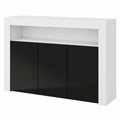 Aparador Moderno con LED para Salón Comedor, 3 Puertas, Blanco y Negro