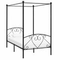 Cama con Dosel de Metal Negro 100x200 cm - Resistente y Elegante