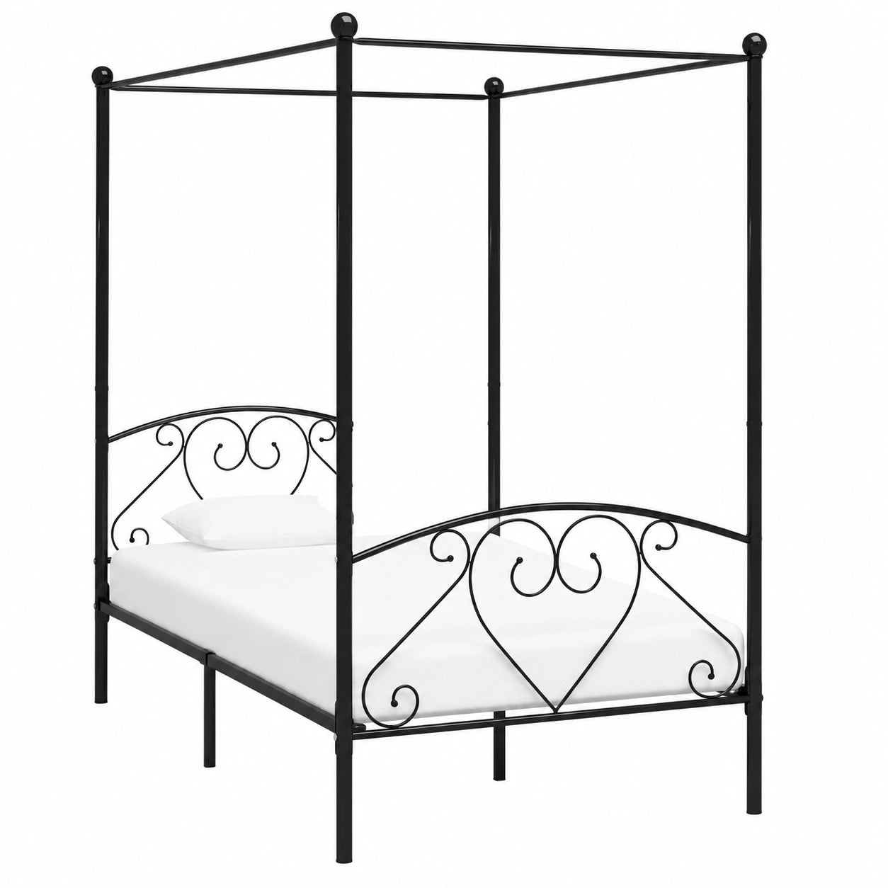 Cama con Dosel de Metal Negro 100x200 cm - Resistente y Elegante