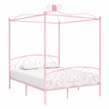 Estructura de Cama con Dosel de Metal Rosa 160x200 cm