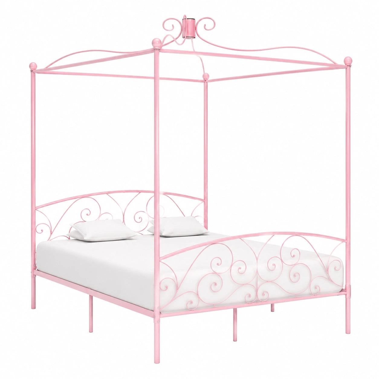 Estructura de Cama con Dosel de Metal Rosa 160x200 cm