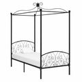 Cama con Dosel de Metal Negra 90x200 cm para Dormitorio