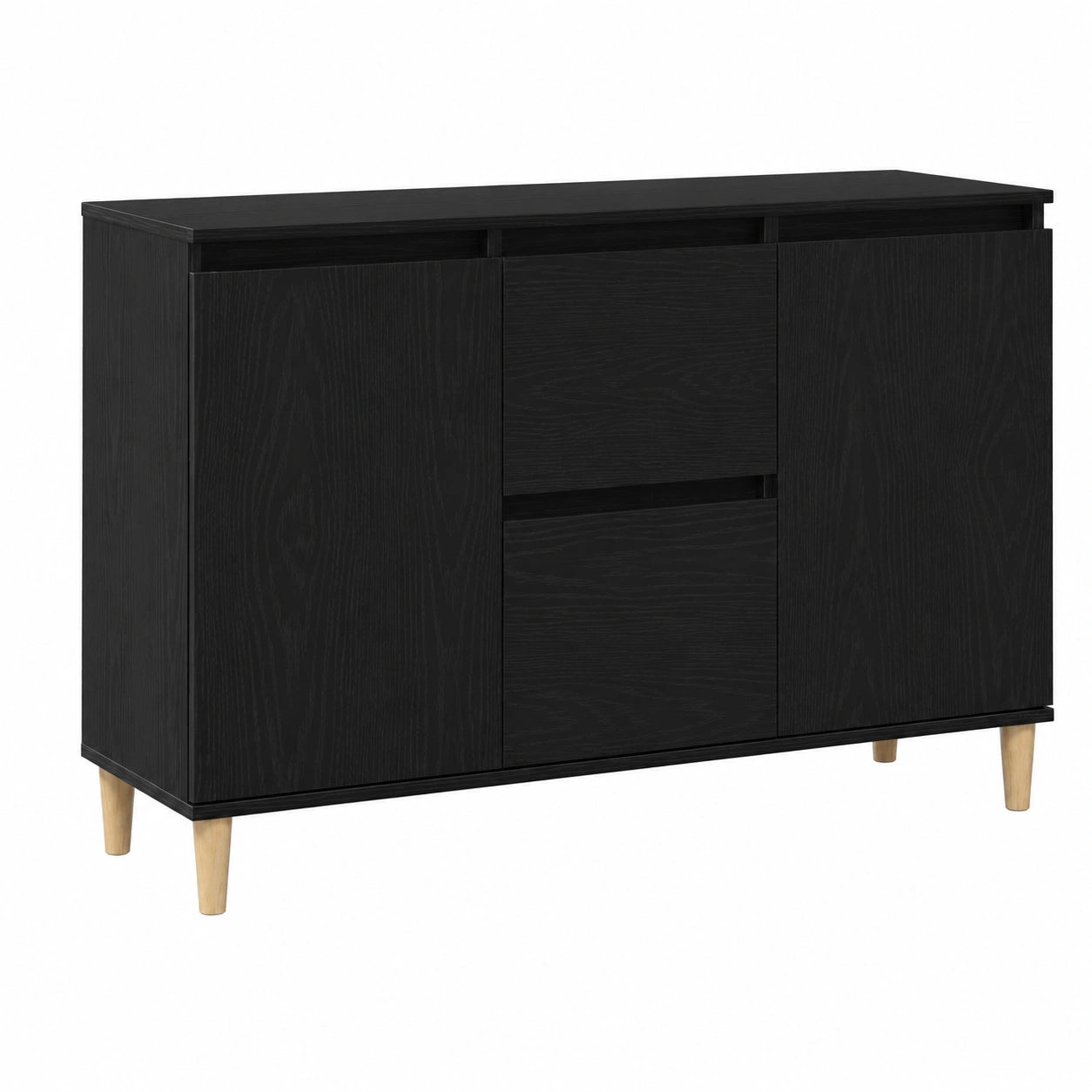 Gabinete moderno negro con cajones, 102x35x70 cm, madera, para comedor y salón