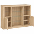 Aparador de Roble Sonoma con Luces LED, Mueble Buffet de Almacenamiento, Ideal para Salón y Comedor