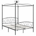 Cama con Dosel Tapizada con Cabecero Curvado de Metal Gris 120x200 cm