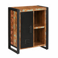 Aparador de madera maciza multicolor, 55x35x70 cm, con amplio espacio de almacenamiento, ideal para cocina y comedor