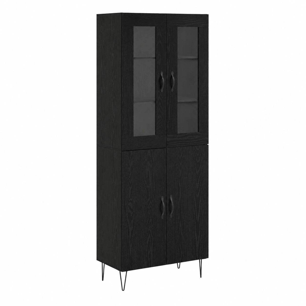 Aparador Moderno de Roble Blanco y Negro, 69,5 x 34 x 180 cm, con Almacenamiento para Salón y Comedor