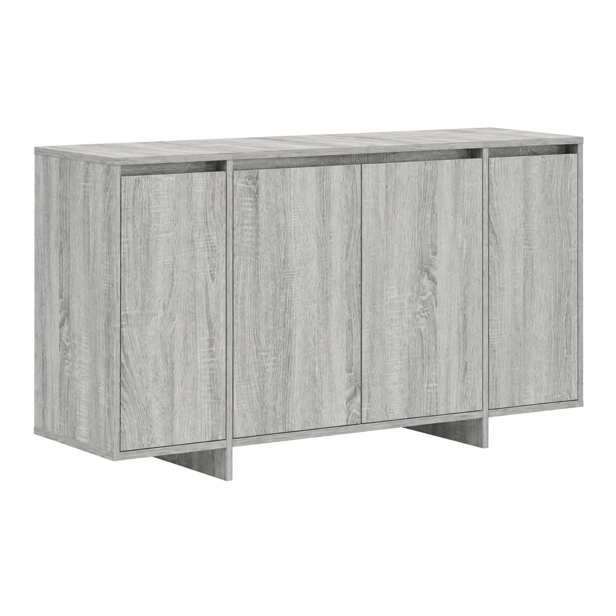 Aparador de Madera Gris Sonoma 135x41x75 cm con 4 Puertas para Salón Comedor