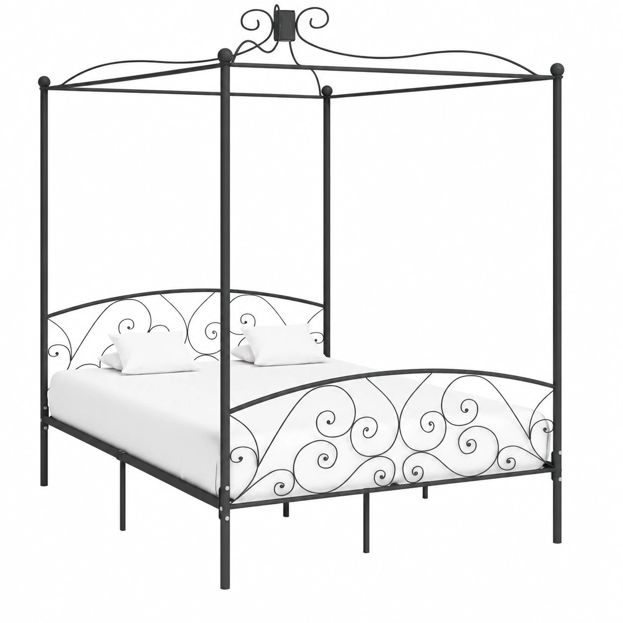 Cama Doble con Dosel Metálico Gris 180x200 cm INLIFE