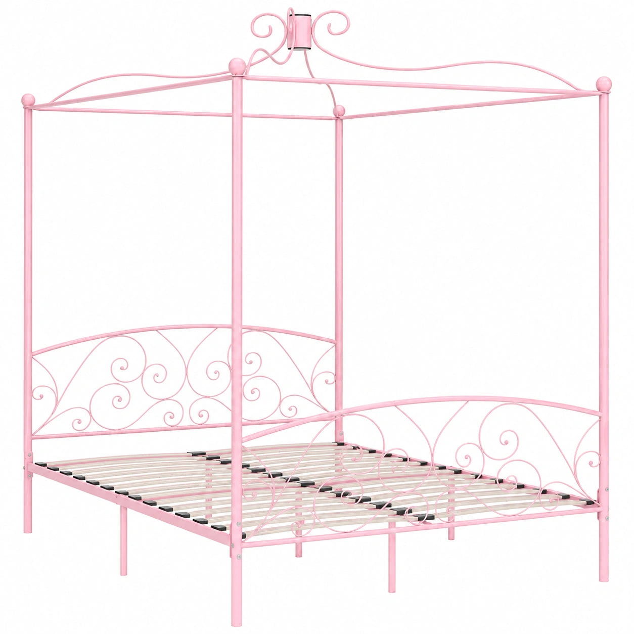 Cama Dosel Metal Rosa 160x200 cm con Cabecero Tapizado