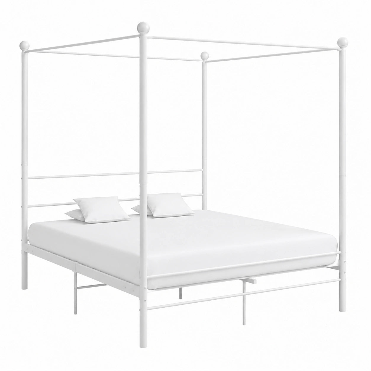 Cama Dosel de Metal Blanca 180x200 cm para Dormitorio Moderno