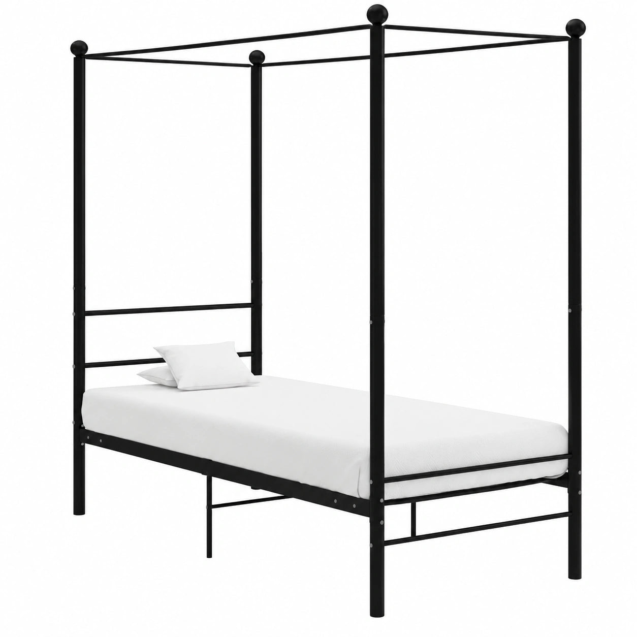 Homgoday Cama Doble con Dosel de Metal Negro 90x200 cm para Dormitorio Moderno