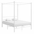 Estructura de Cama con Dosel de Metal Blanco 160x200 cm, Ideal para Dormitorio Juvenil