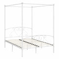 Cama Doble con Dosel de Metal Blanco 140x200 cm para Dormitorio Moderno