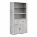 Aparador de madera gris con almacenaje, 80x33x150 cm, para salón y comedor
