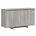 Aparador moderno gris Sonoma de madera, 120x41x75 cm, con 4 puertas para sala comedor