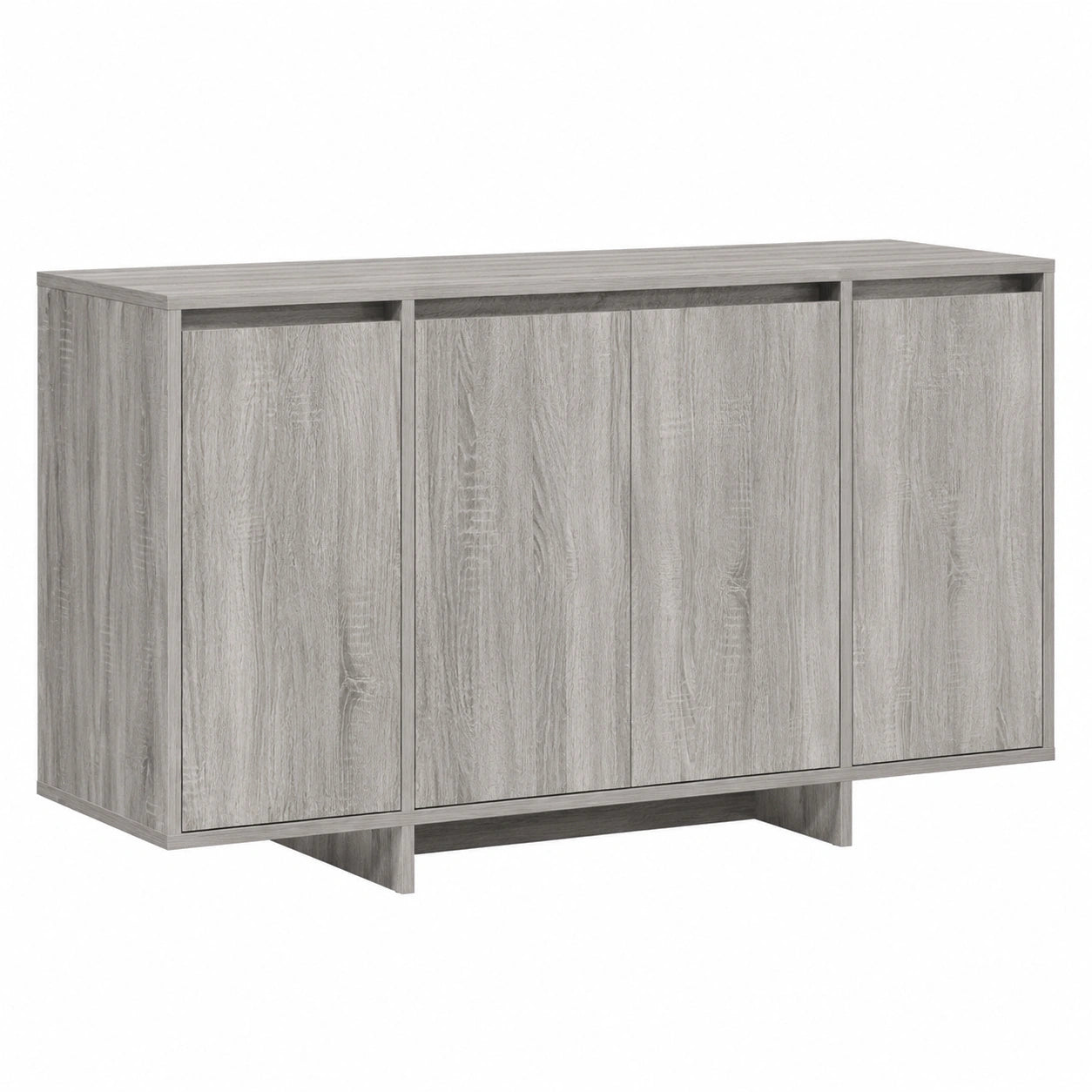 Aparador moderno gris Sonoma de madera, 120x41x75 cm, con 4 puertas para sala comedor