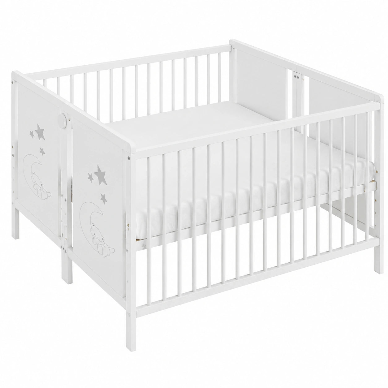 Cuna Doble Estilo Nórdico para Bebés, Ajustable y Evolutiva, Uso desde Nacimiento hasta 3 Años, Incluye 2 Conjuntos Completos CoolDreams
