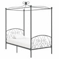 INLIFE Cama con Dosel de Metal Gris 100x200 cm, Muebles Duraderos