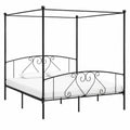 Cama con Dosel de Metal Negro 200x200 cm INLIFE