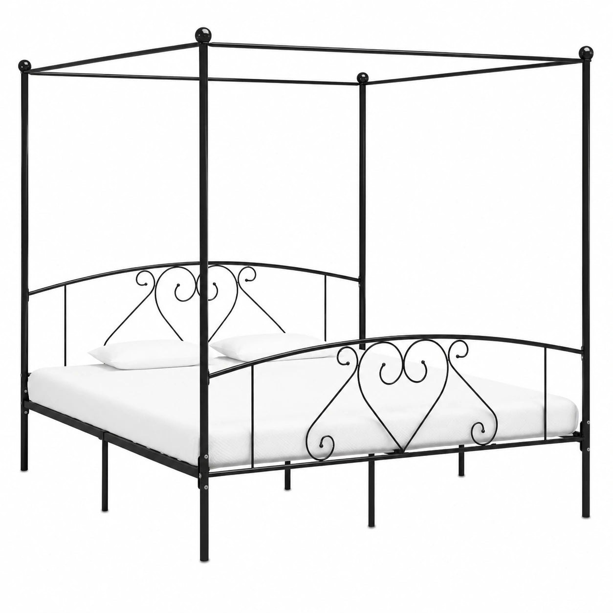 Cama con Dosel de Metal Negro 200x200 cm INLIFE