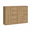 Aparador Moderno de Roble con 8 Cajones y 2 Puertas, 60x31x84 cm, Almacenamiento para Comedor y Salón