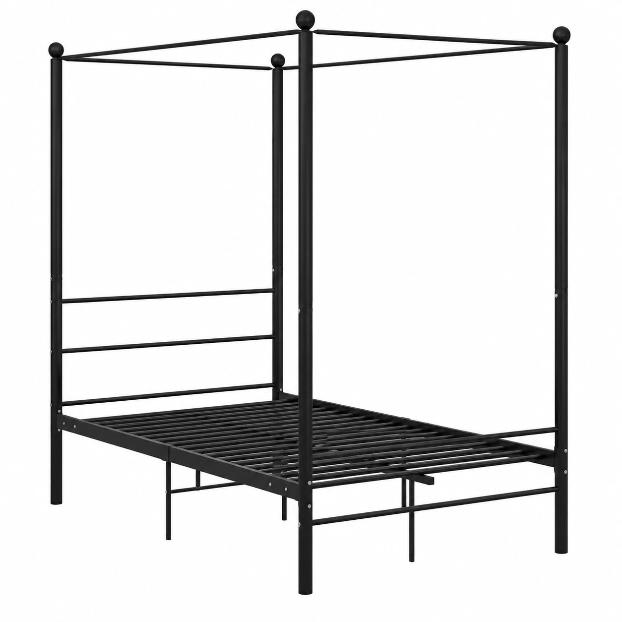 Estructura de Cama con Dosel Negra de Metal 140x200 cm para Dormitorio