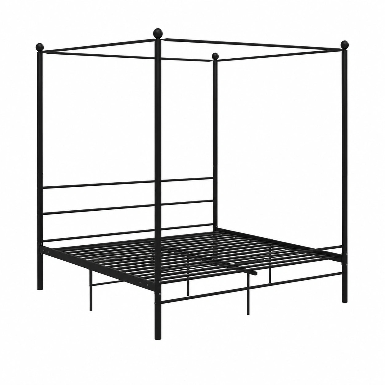 Cama de Metal Negra con Dosel de 200x200 cm para Dormitorio