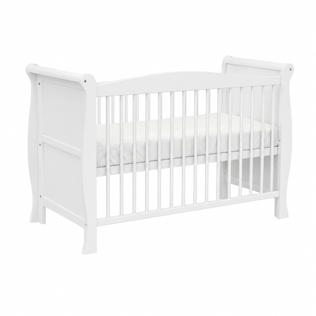 Cuna Convertible para Bebé con Colchón de Espuma Aloe Vera y Altura Ajustable, Blanco