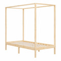 Estructura de cama con dosel de pino macizo, moderna y resistente, para camas individuales y dobles, muebles de dormitorio, 100 x 200 cm