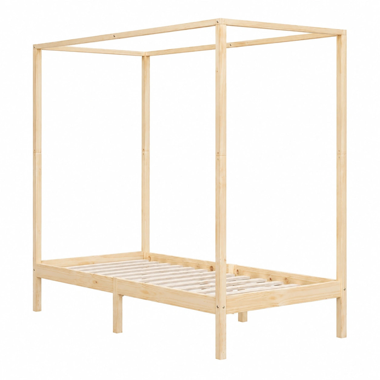 Estructura de cama con dosel de pino macizo, moderna y resistente, para camas individuales y dobles, muebles de dormitorio, 100 x 200 cm