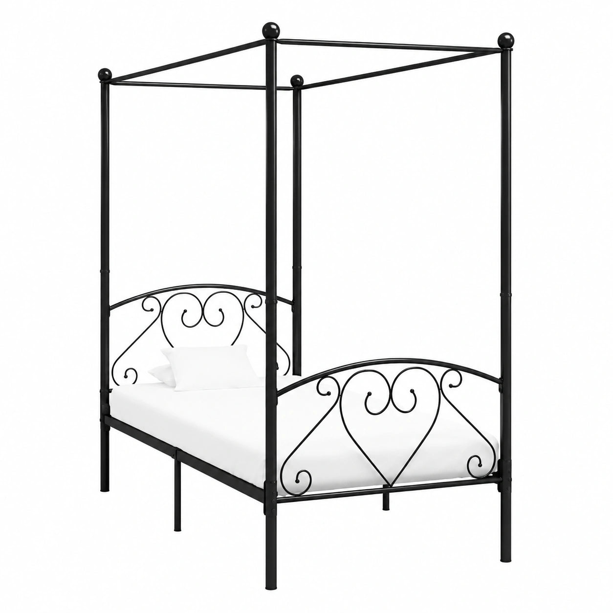 Cama con Dosel Gris Metálico 120x200 cm para Dormitorio Moderno
