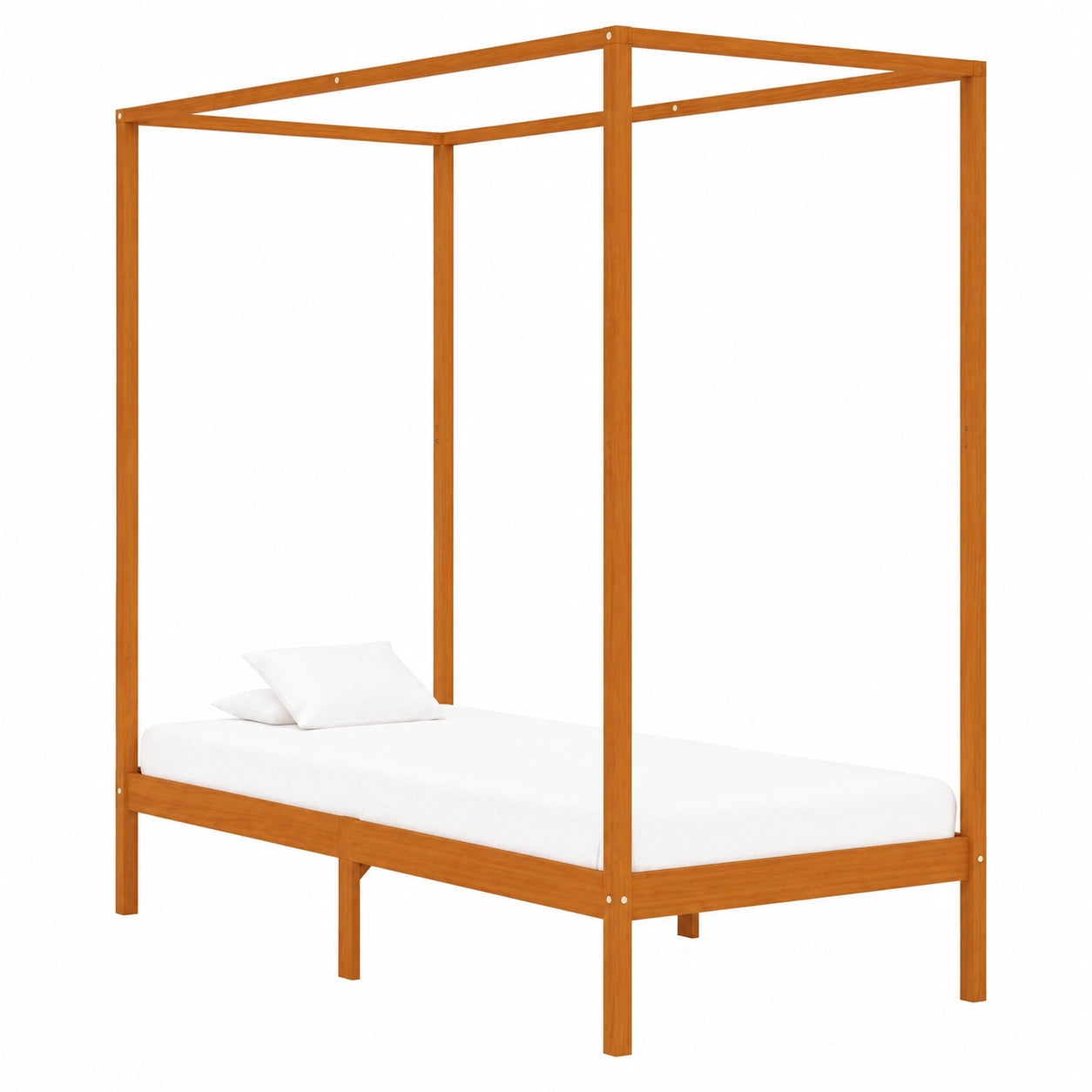 Cama con Dosel de Madera de Pino Maciza 90x200 cm Marrón