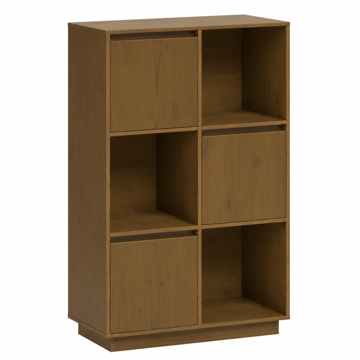 Aparador de madera maciza de pino marrón miel con amplio almacenamiento 74x35x117 cm