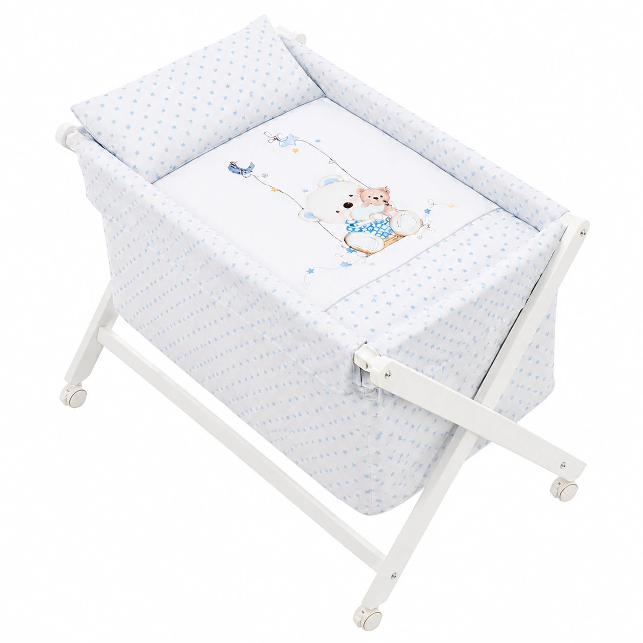 Cuna Columpio Plegable Azul con Accesorios Completos