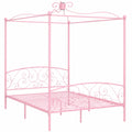 Estructura de Cama con Dosel de Metal Rosa 180x200 cm, Somier y Sofá Cama