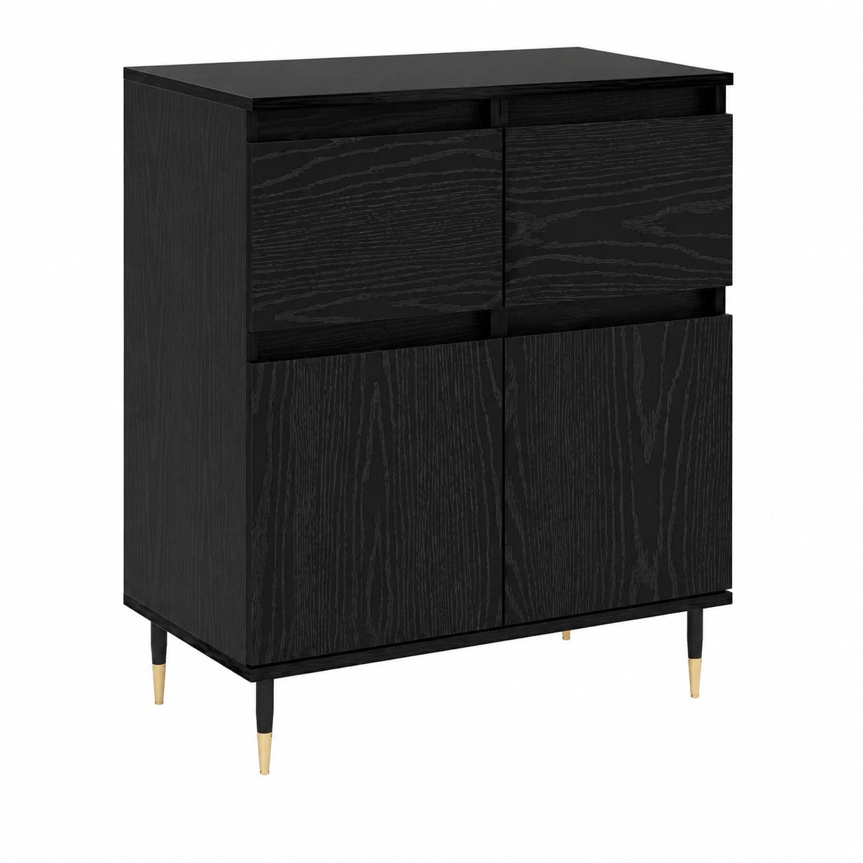 Gabinete Buffet Moderno de Roble Negro con Cajones, 60x35x70 cm, para Cocina y Comedor