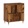 Aparador de madera reciclada con 4 puertas, 60x35x70 cm, amplio almacenamiento para salón y comedor