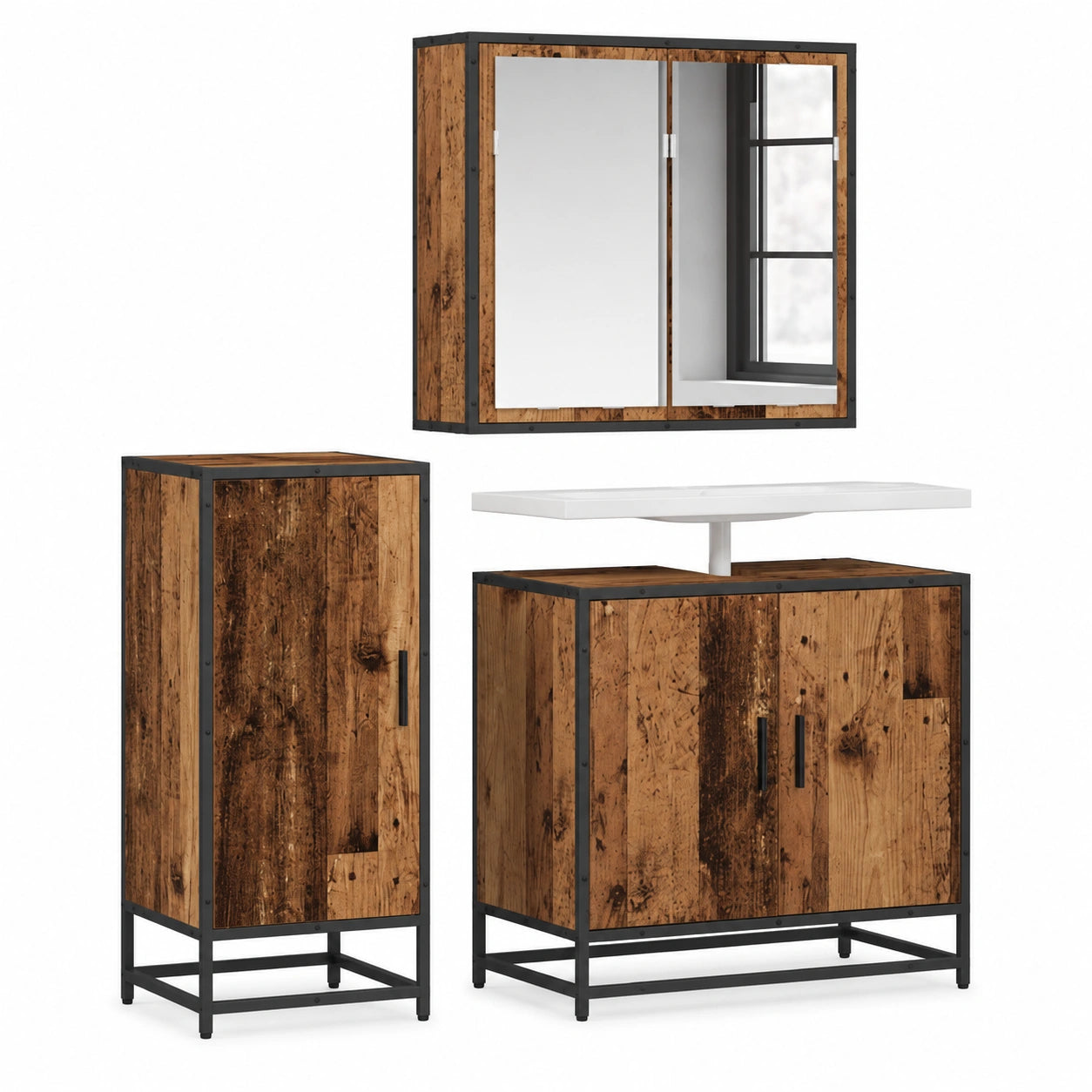 Aparador de Madera Vintage de 35,5x35x76 cm con Almacenamiento Amplio, Diseño Moderno para Comedor y Cocina